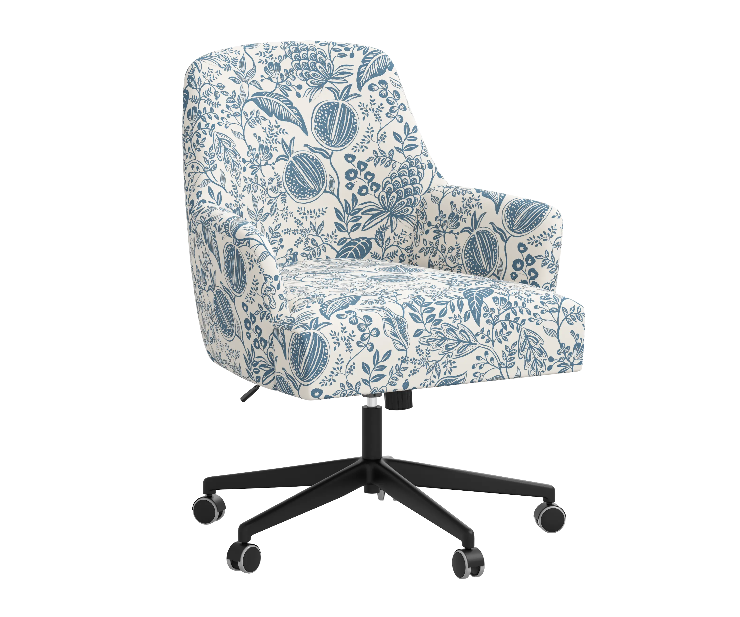 RPC78-9RPCPMBLULCB Rifle Paper Co Yvette Pomegranate Blue Office Chair with Black Base-2