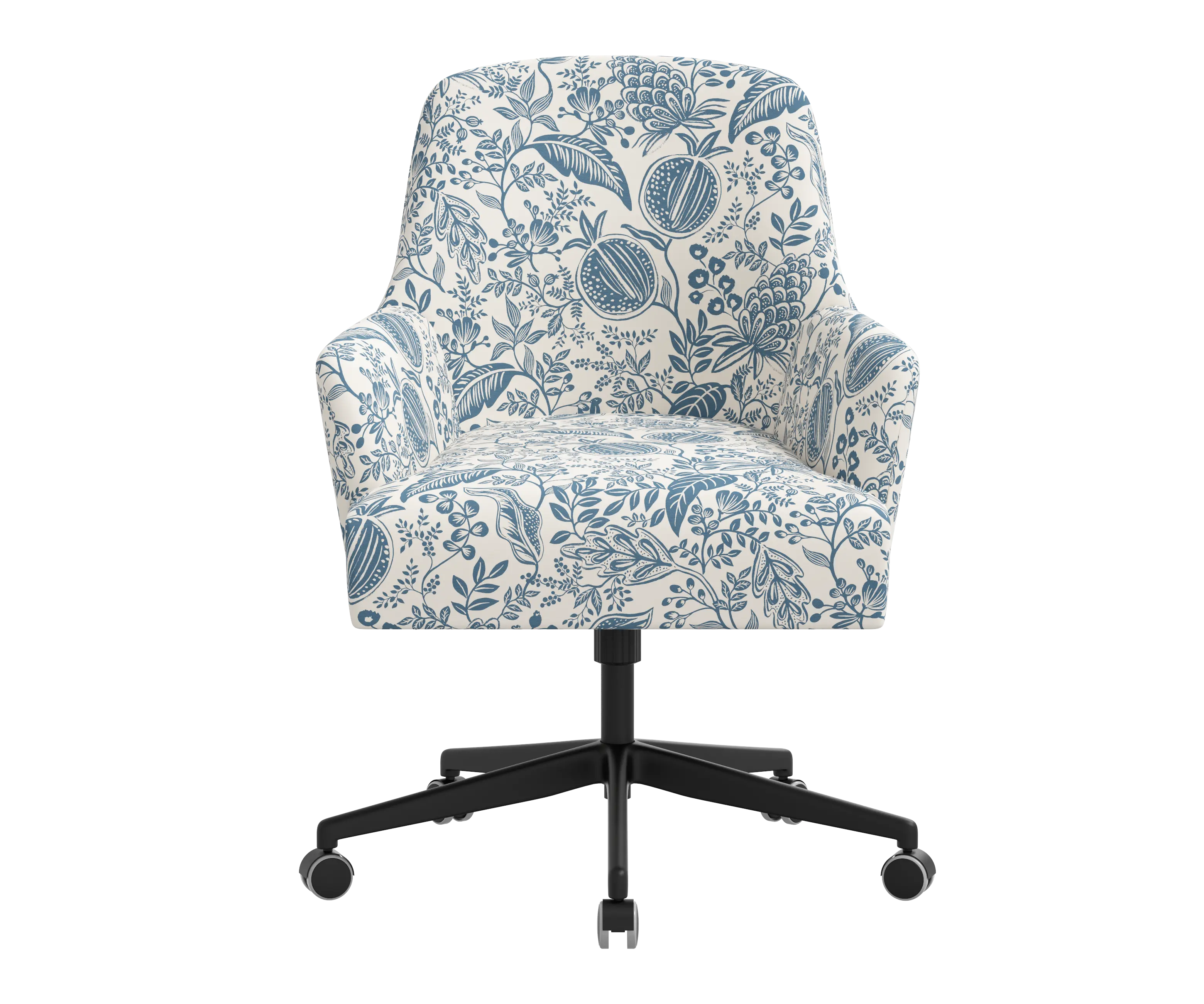 RPC78-9RPCPMBLULCB Rifle Paper Co Yvette Pomegranate Blue Office Chair with Black Base-1
