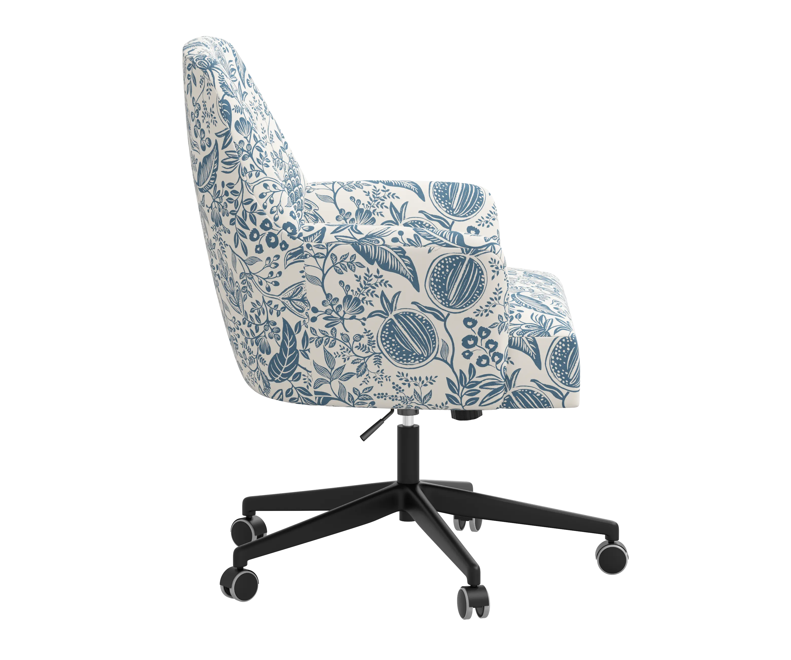RPC78-9RPCPMBLULCB Rifle Paper Co Yvette Pomegranate Blue Office Chair with Black Base-3