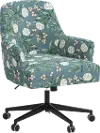 RPC78-9RPCPNEMRLCB Rifle Paper Co Yvette Peonies Emerald Office Chair with Black Base