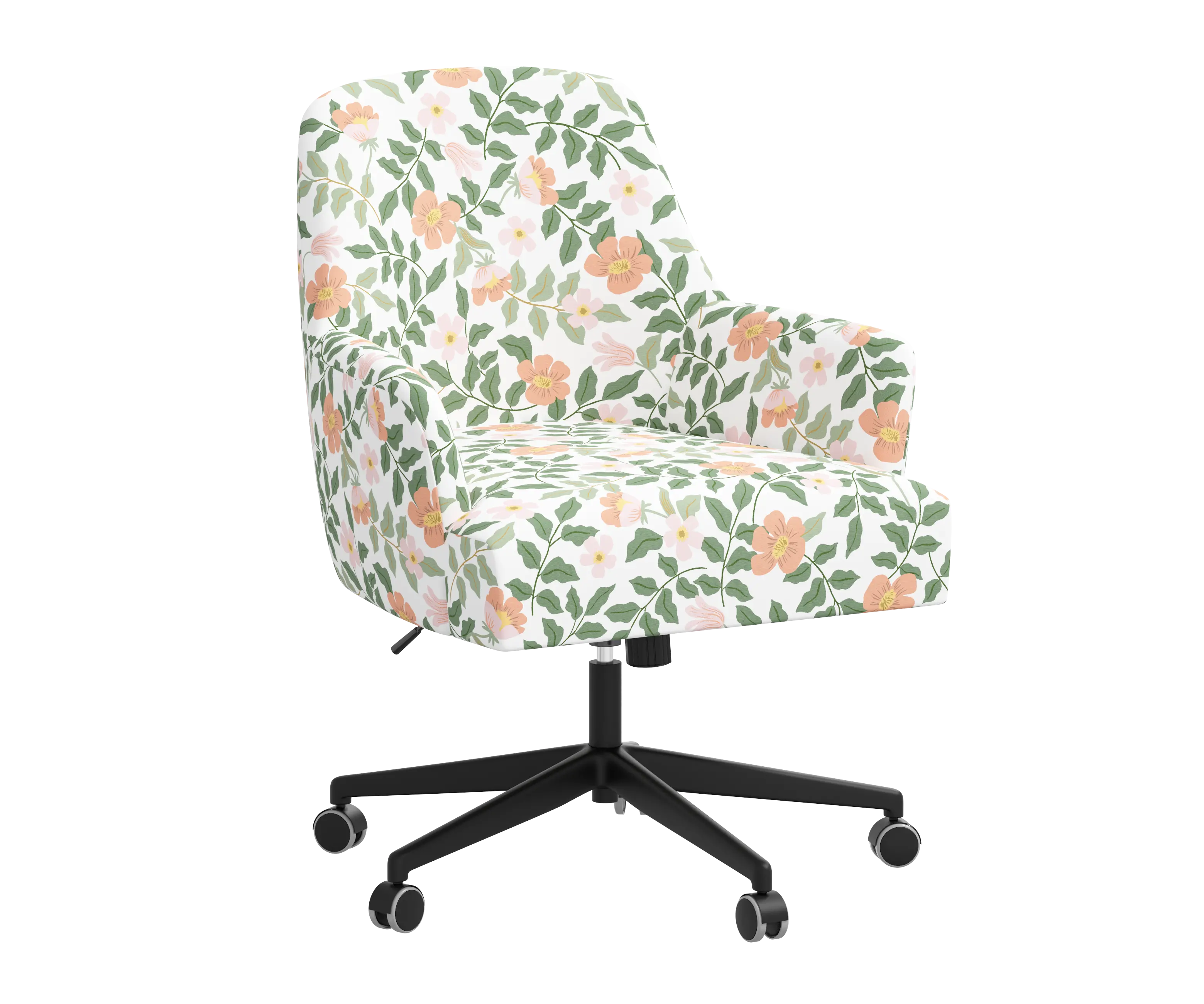 RPC78-9RPCPRBLSCRMLCB Rifle Paper Co Yvette Primrose Blush and Cream Office Chair with Black Base-2