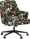 RPC78-9RPCSTFLBLKLCB Rifle Paper Co Yvette Strawberry Fields Black Office Chair with Black Base