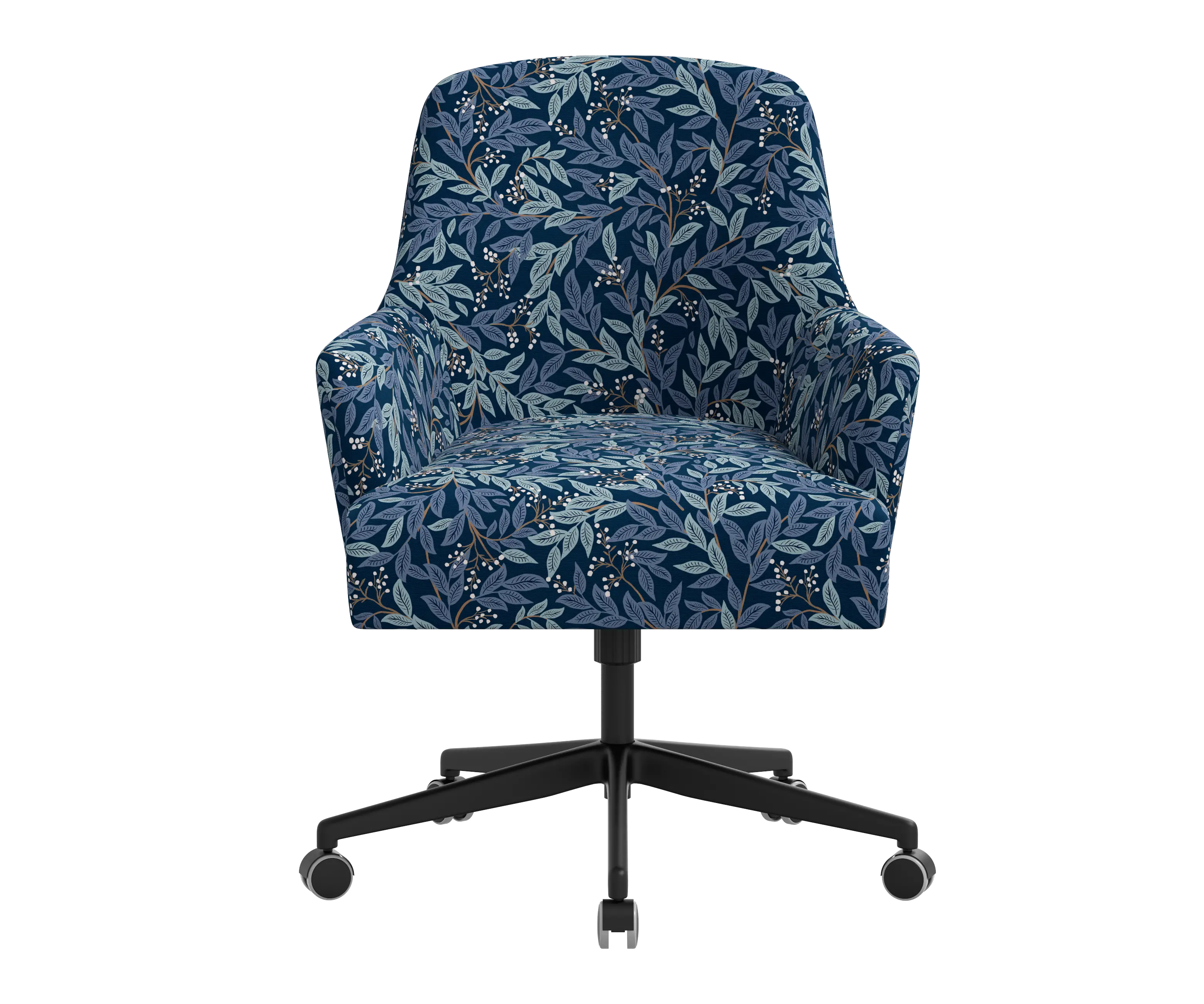 RPC78-9RPCWLBNVLCB Rifle Paper Co Yvette Willowberry Navy Office Chair with Black Base-1