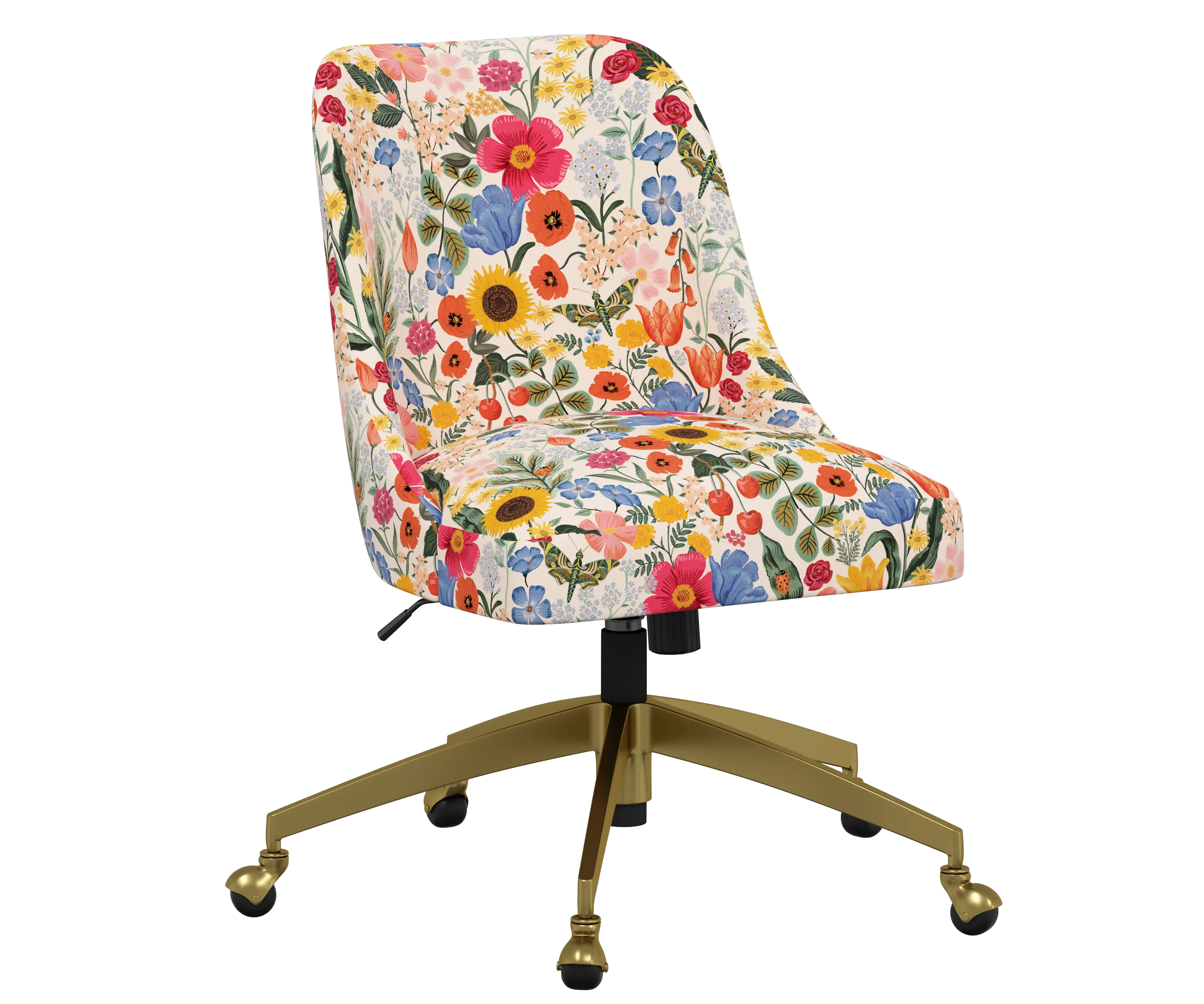 RPC84-9GLDRPCBLSBLSLCB Rifle Paper Co Brynn Blossom Blush Office Chair with Gold Base-1