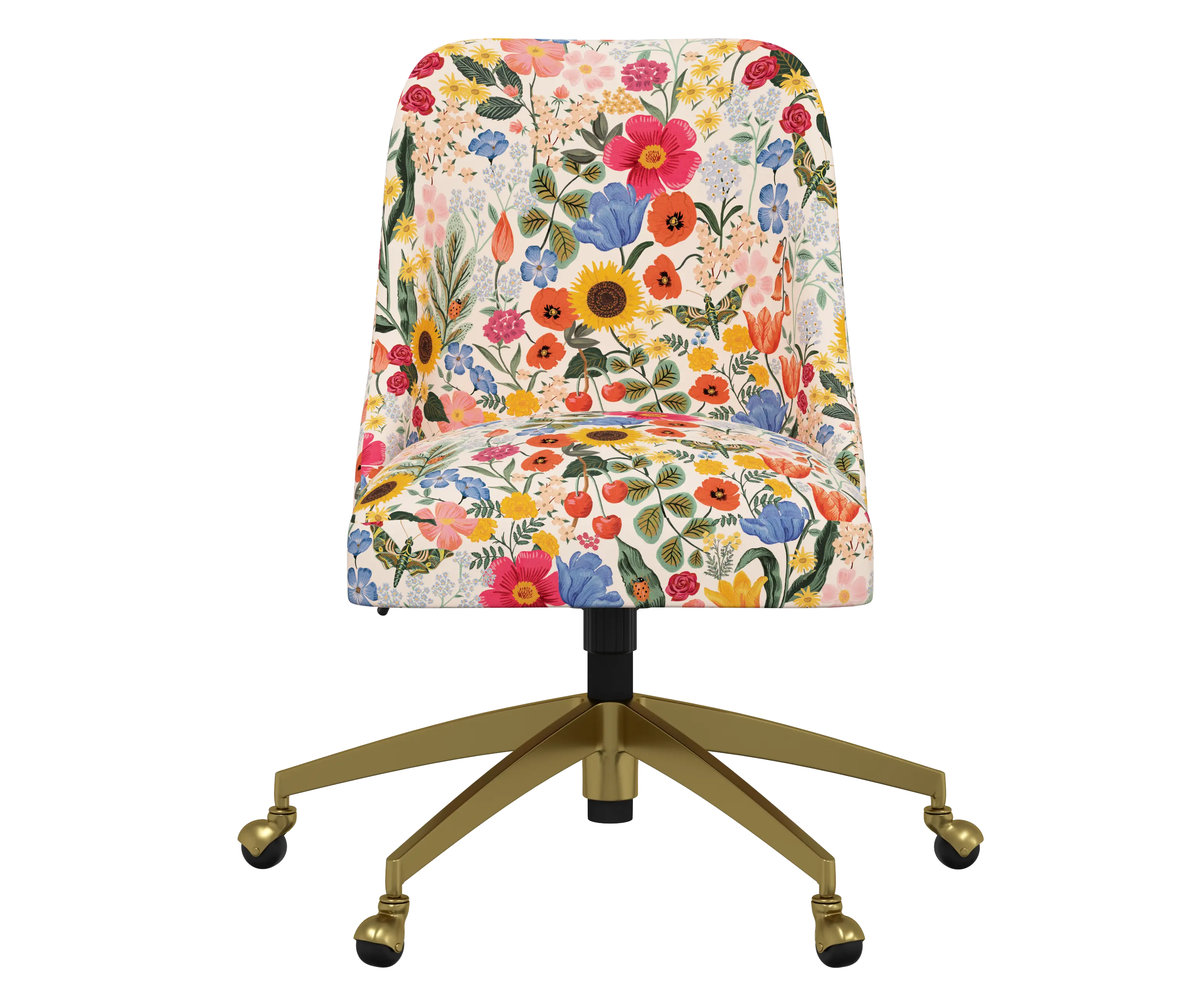 RPC84-9GLDRPCBLSBLSLCB Rifle Paper Co Brynn Blossom Blush Office Chair with Gold Base-2