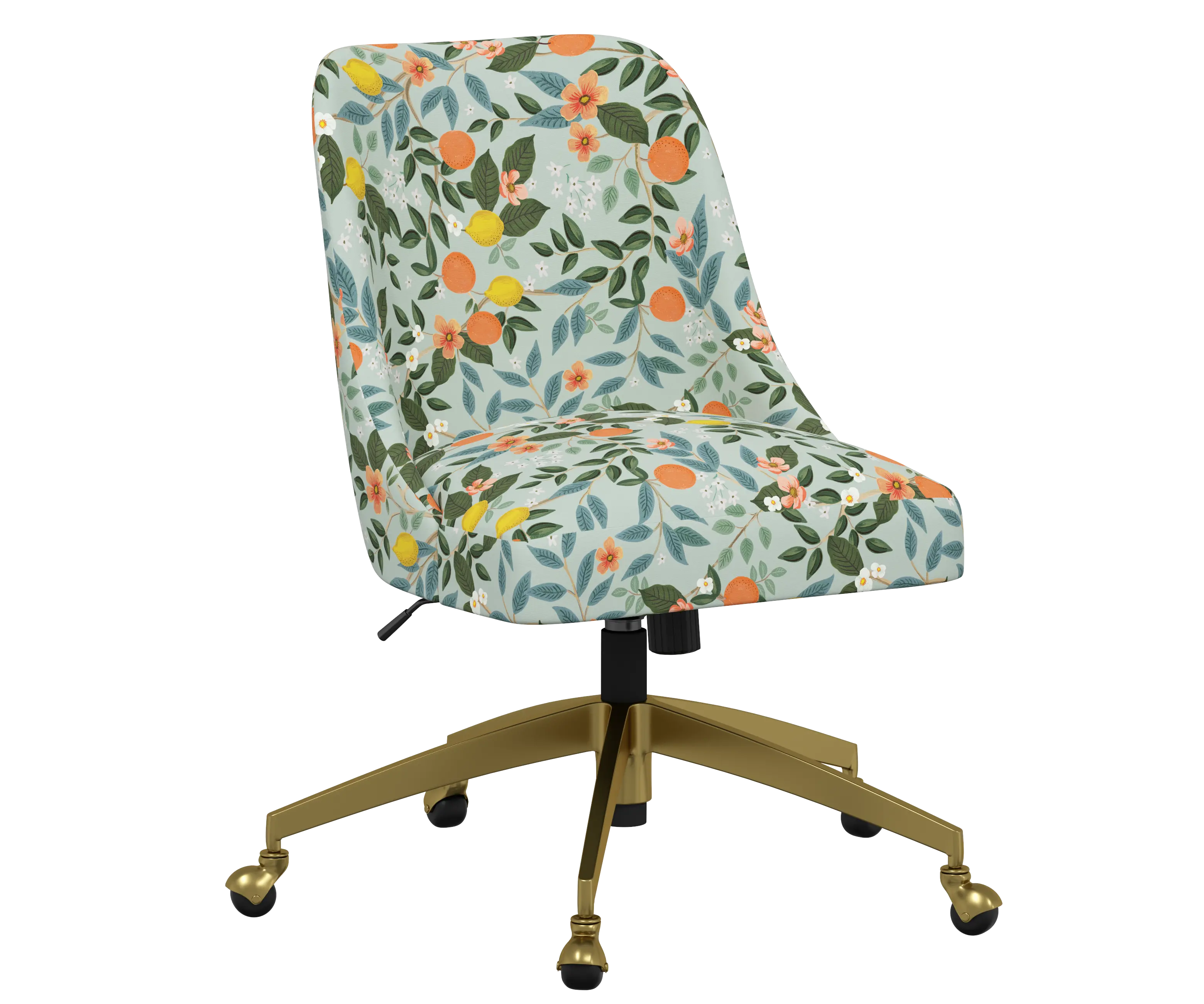 RPC84-9GLDRPCCTGRMNLCB Rifle Paper Co Brynn Citrus Grove Mint Office Chair with Gold Base-1