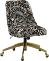 RPC84-9GLDRPCPCBLKLCB Rifle Paper Co Brynn Peacock Black Office Chair with Gold Base