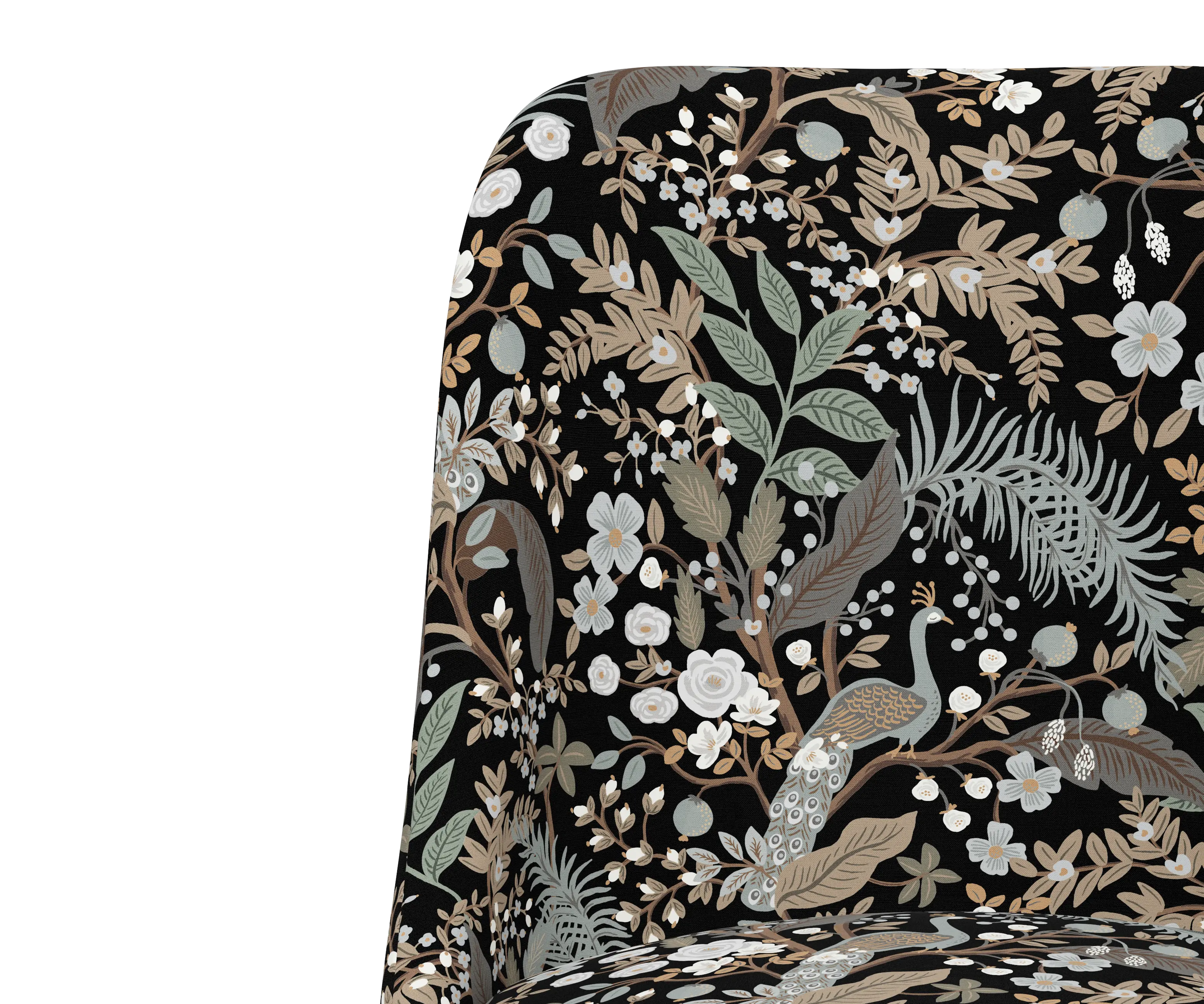 RPC84-9GLDRPCPCBLKLCB Rifle Paper Co Brynn Peacock Black Office Chair with Gold Base-5