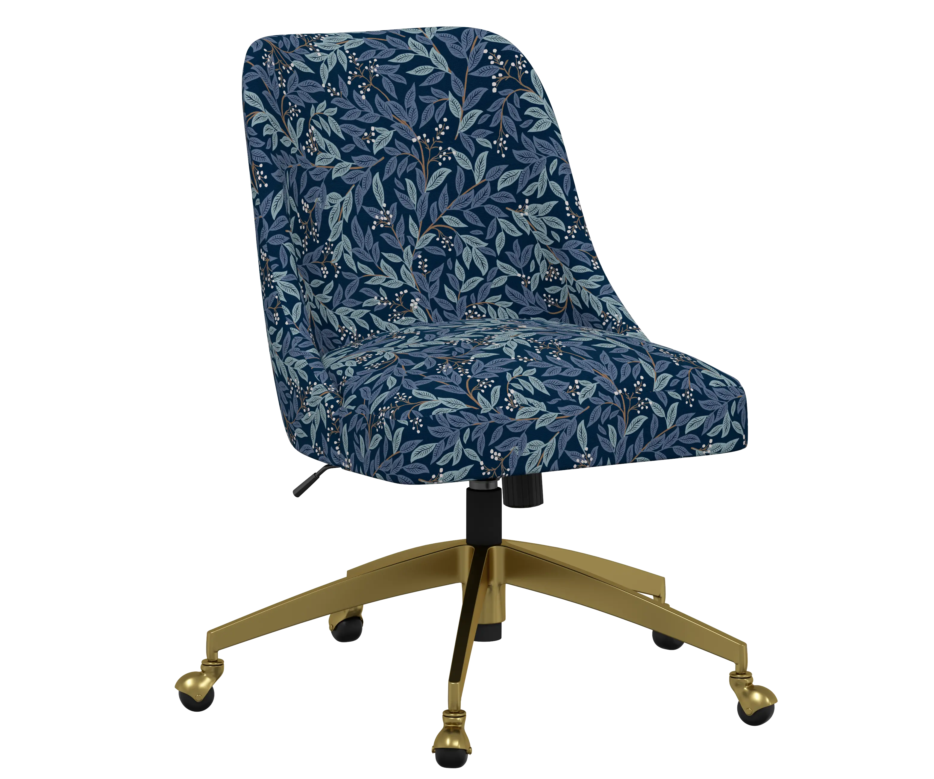RPC84-9GLDRPCWLBNVLCB Rifle Paper Co Brynn Willowberry Navy Office Chair with Gold Base-1
