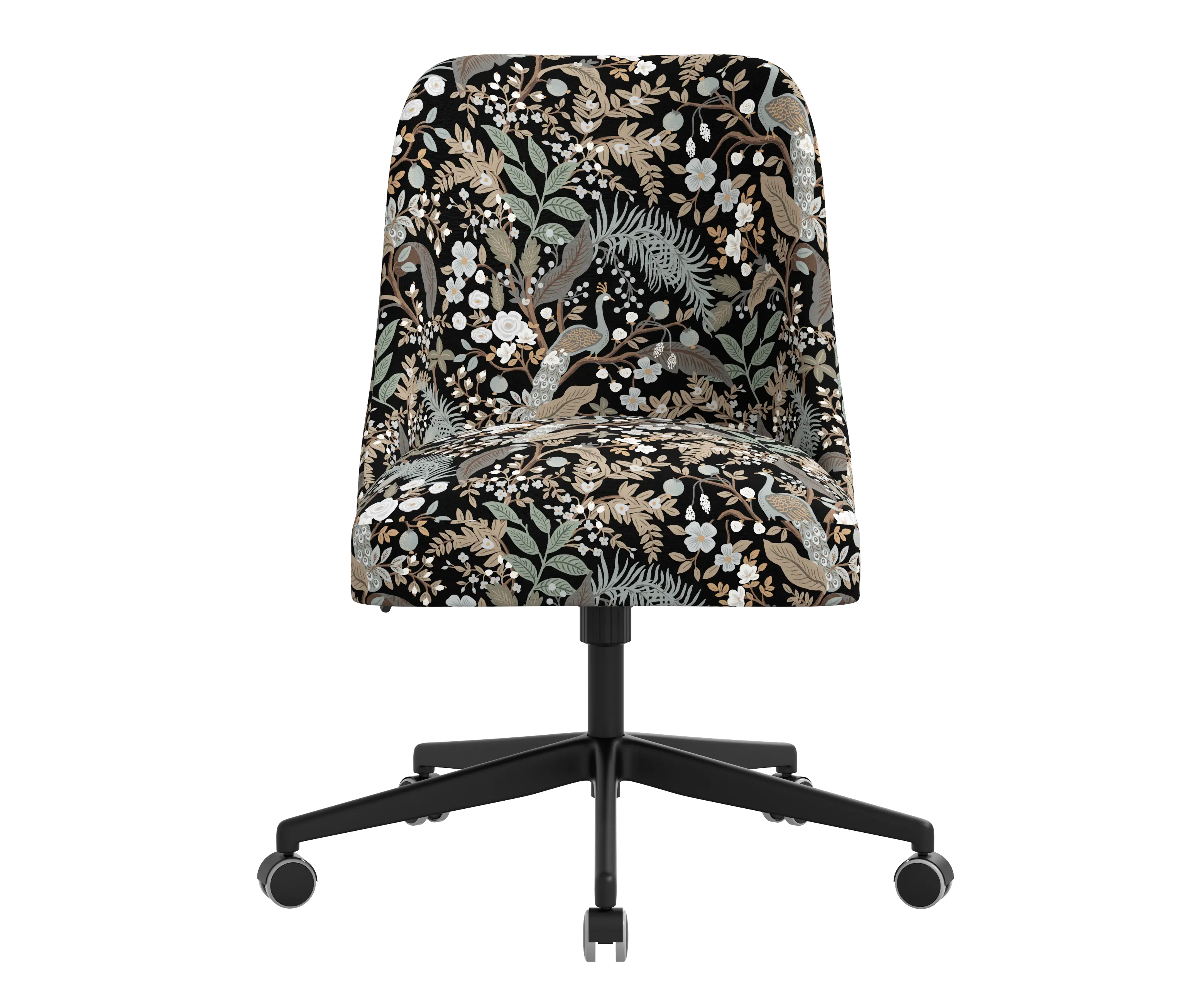 RPC84-9RPCPCBLKLCB Rifle Paper Co Brynn Peacock Black Office Chair with Black Base-2
