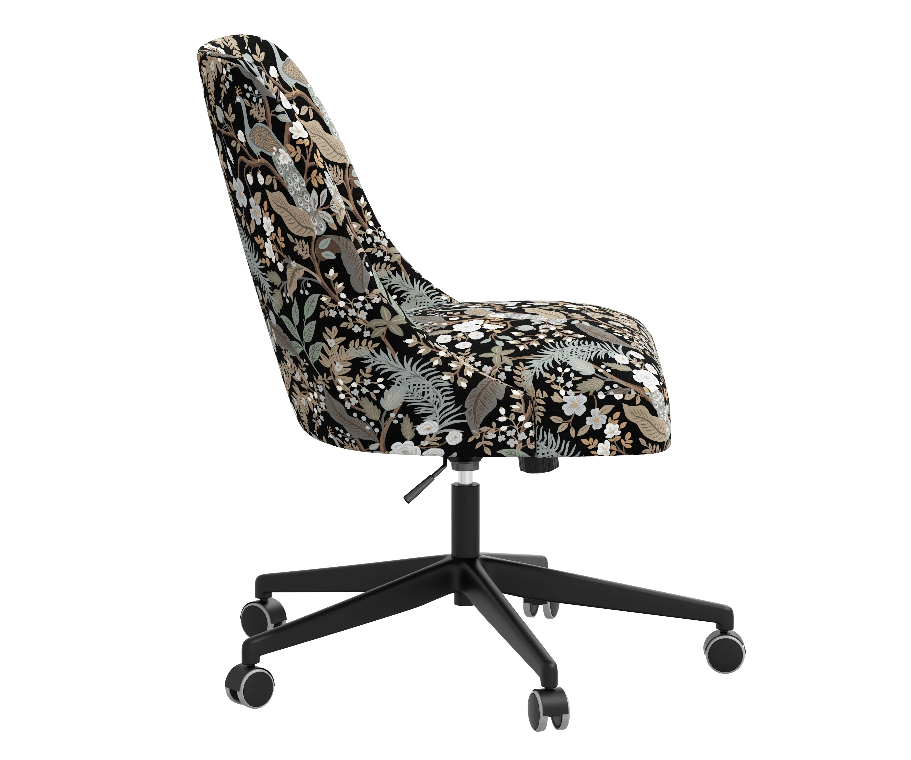 RPC84-9RPCPCBLKLCB Rifle Paper Co Brynn Peacock Black Office Chair with Black Base-3