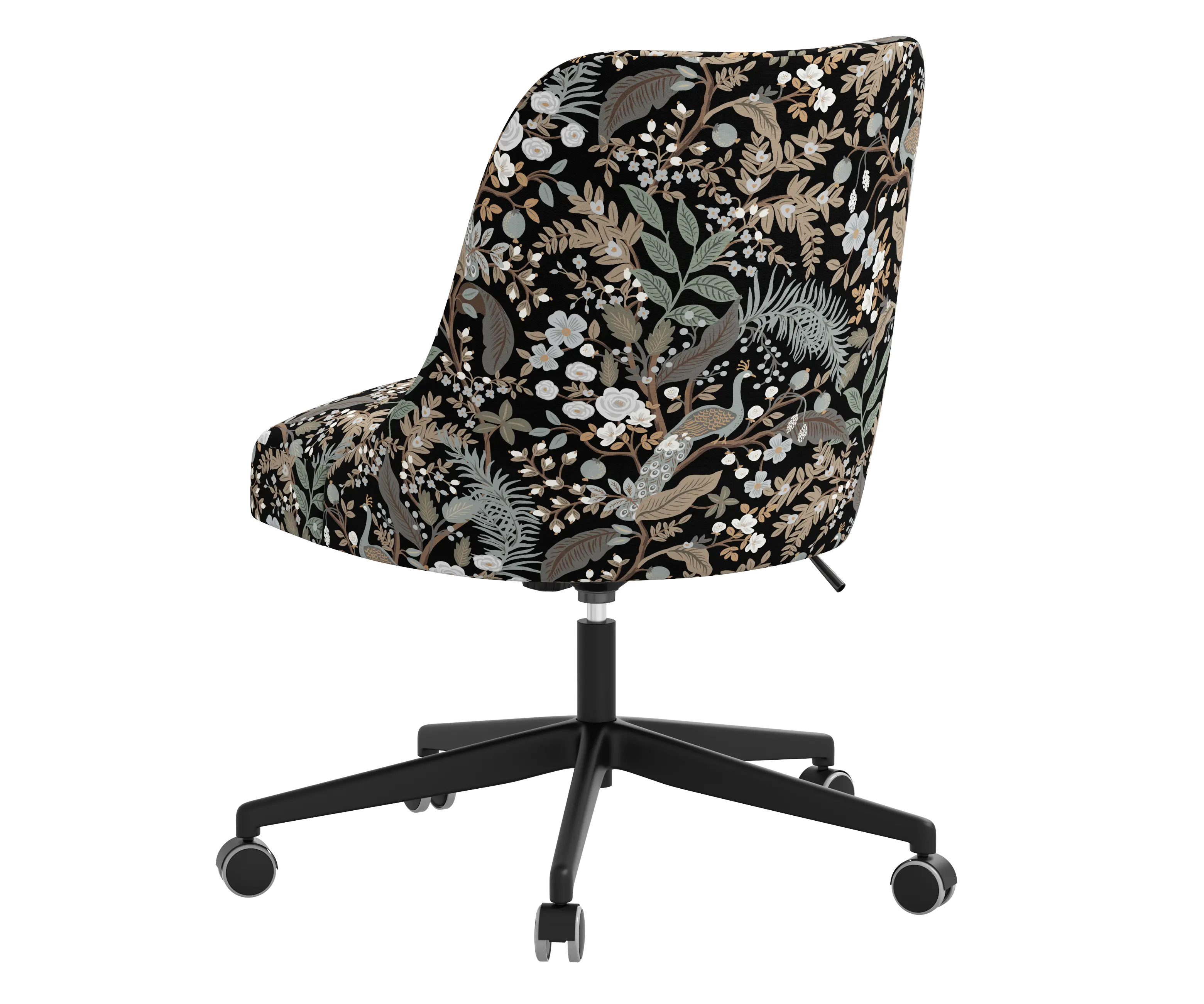RPC84-9RPCPCBLKLCB Rifle Paper Co Brynn Peacock Black Office Chair with Black Base-4