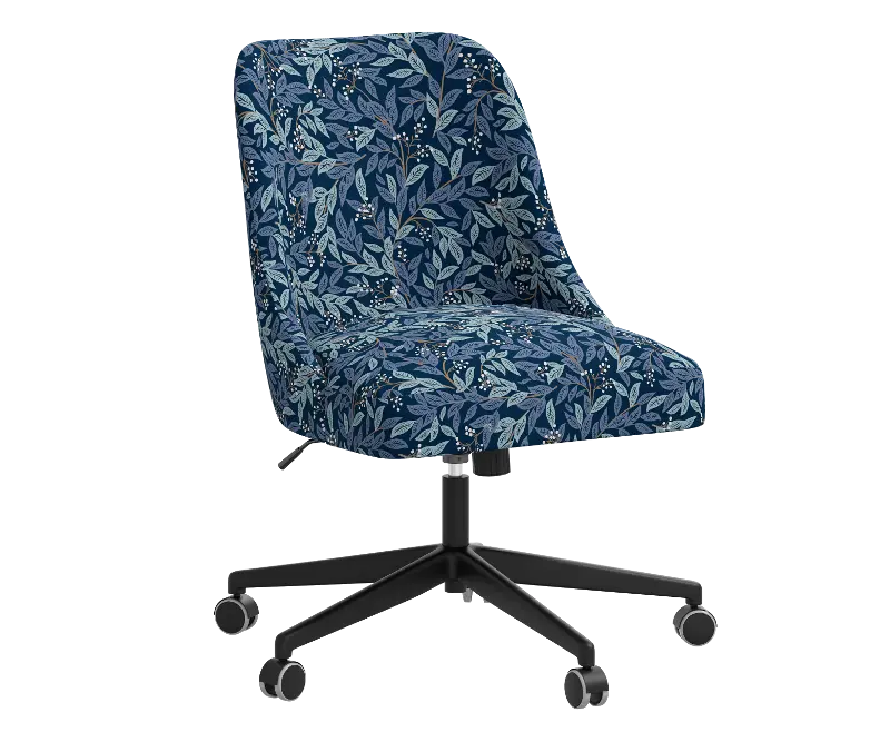 Rifle Paper Co Brynn Willowberry Navy Office Chair with Black Base
