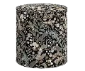 RPC90-2RPCPCBLKLCB Rifle Paper Co Billie Peacock Black Round Ottoman