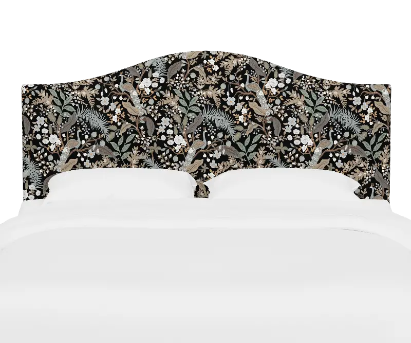 Rifle Paper Co Kenmore Peacock Black Queen Headboard
