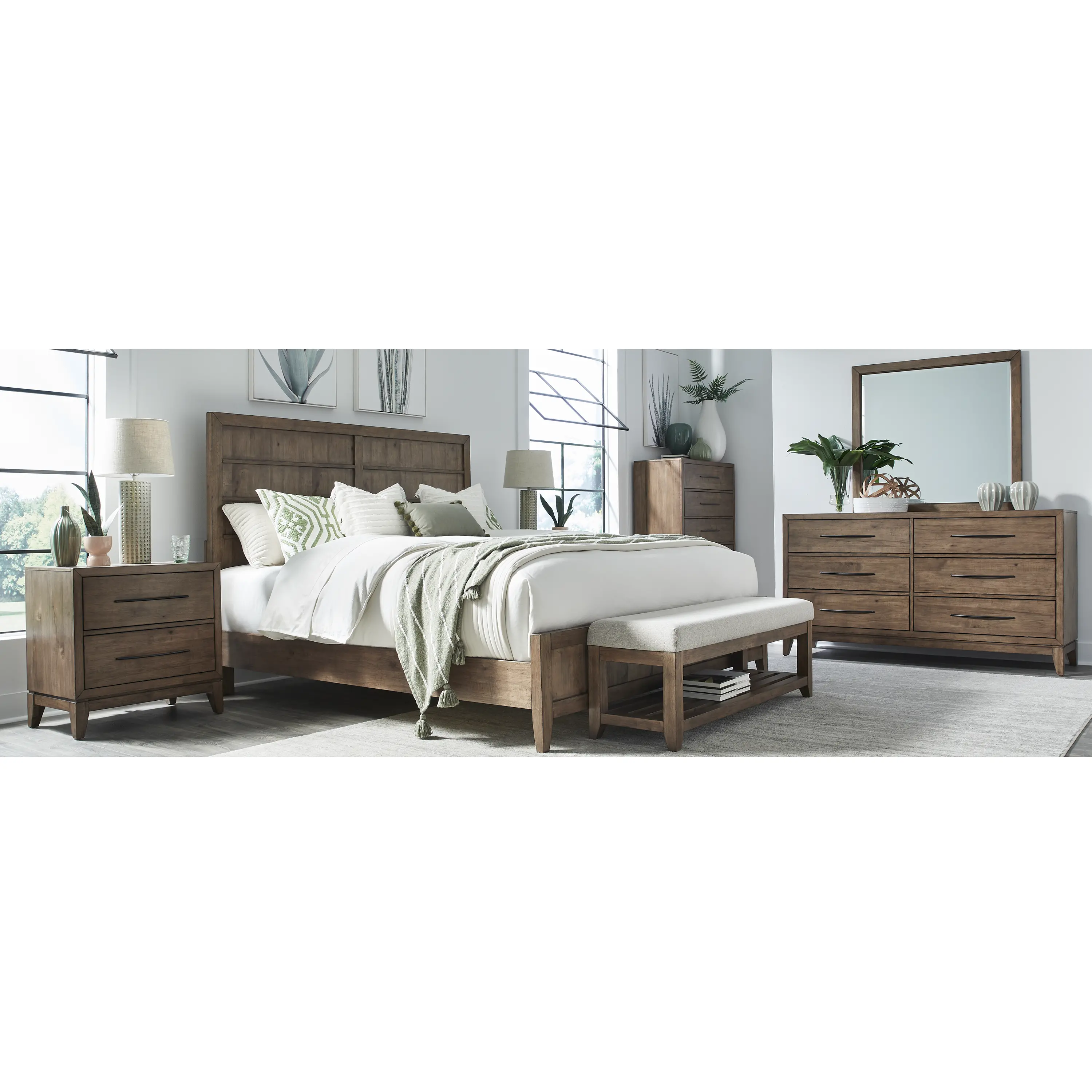 936-BED6/6 Shaker Lakes Brown King Bed-1