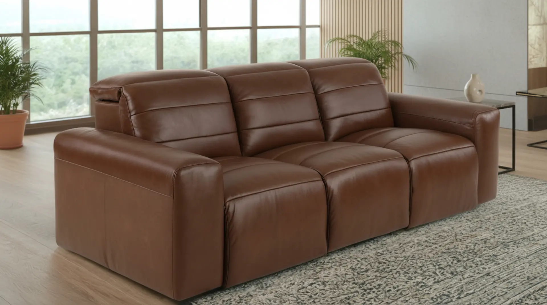 Matera Roast Brown Leather Power Reclining Sofa-2