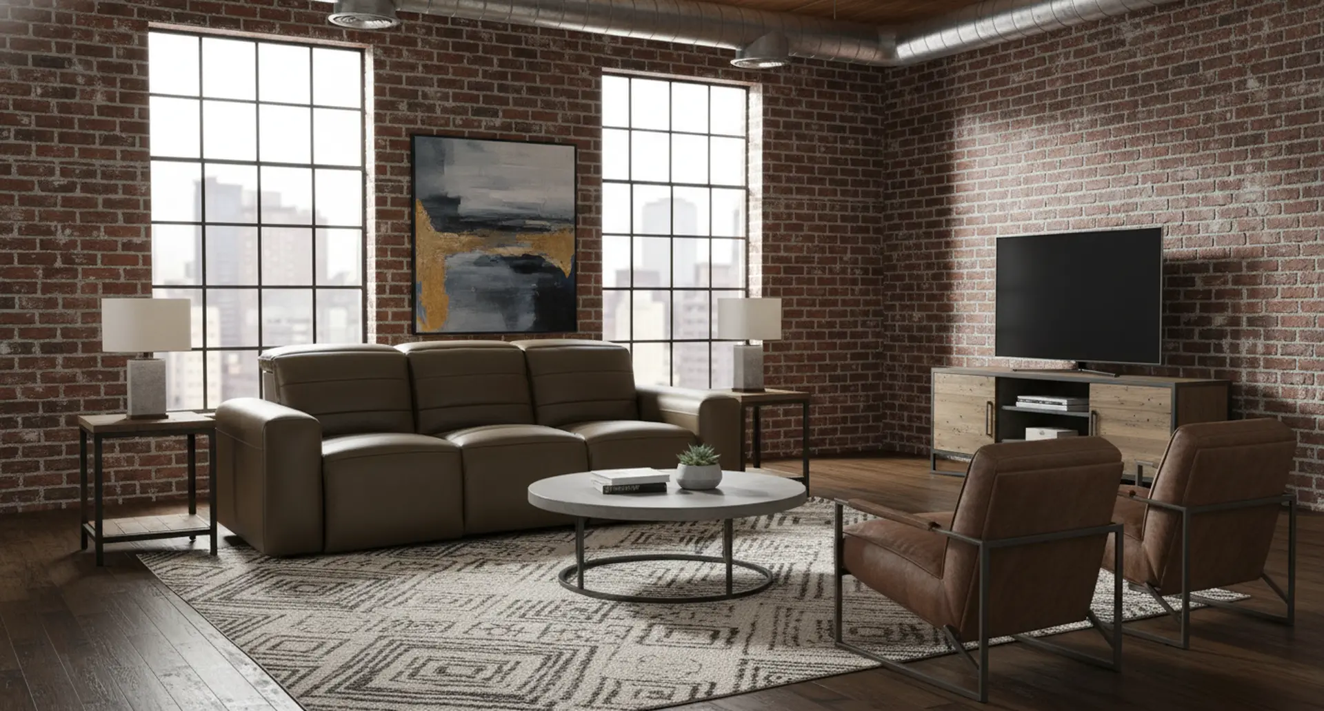 Matera Gray Brown Leather Power Reclining Sofa-10