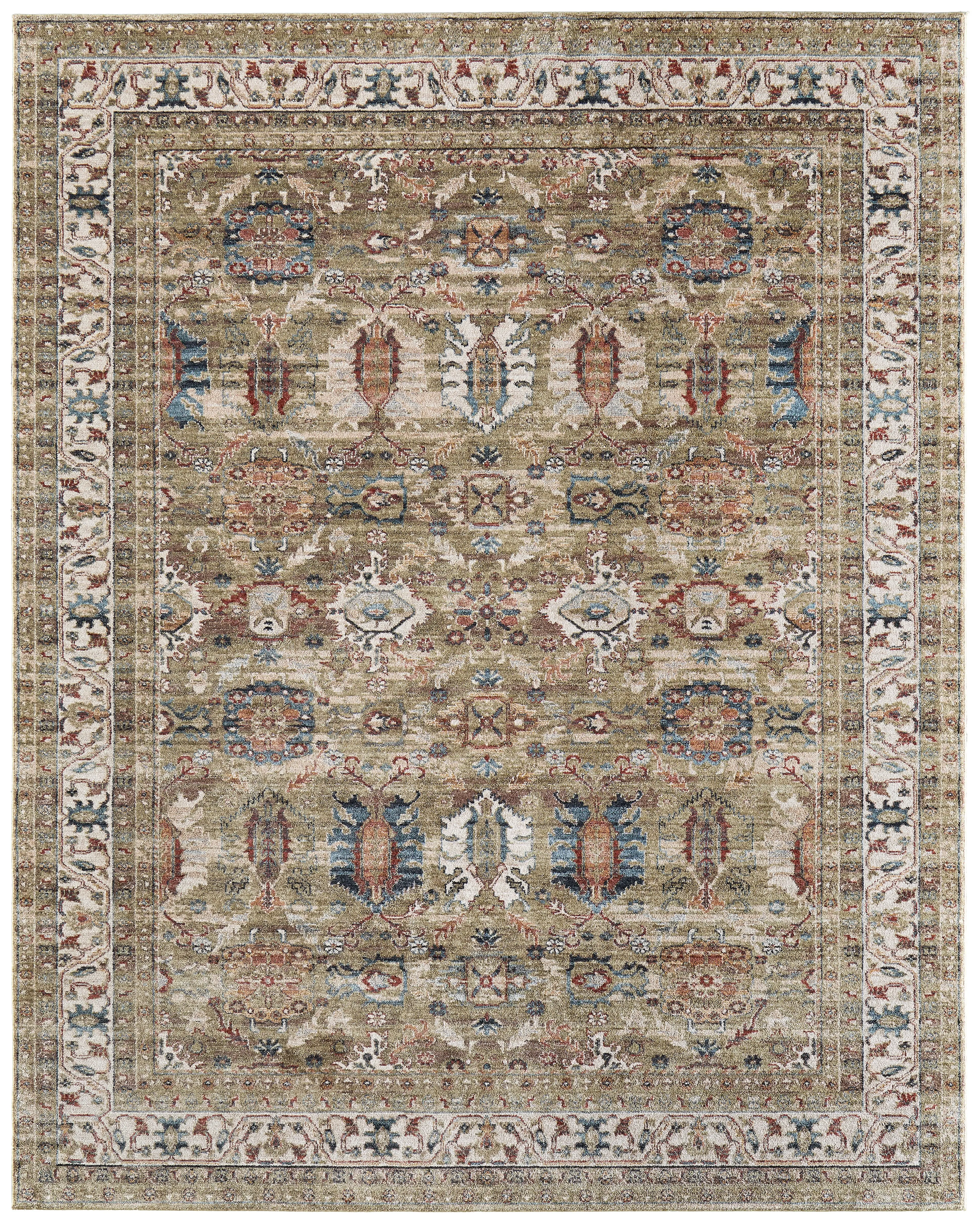 Pearson 8 x 10 Green and Ivory Area Rug-1