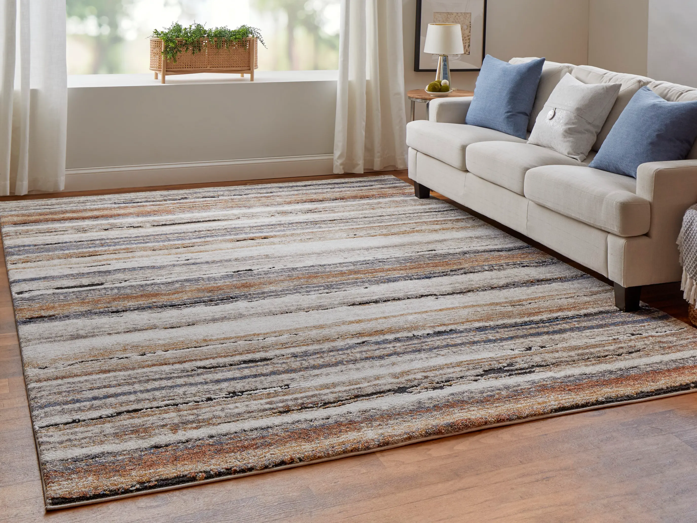 Gilmore 5 x 8 Ivory Striped Area Rug-2