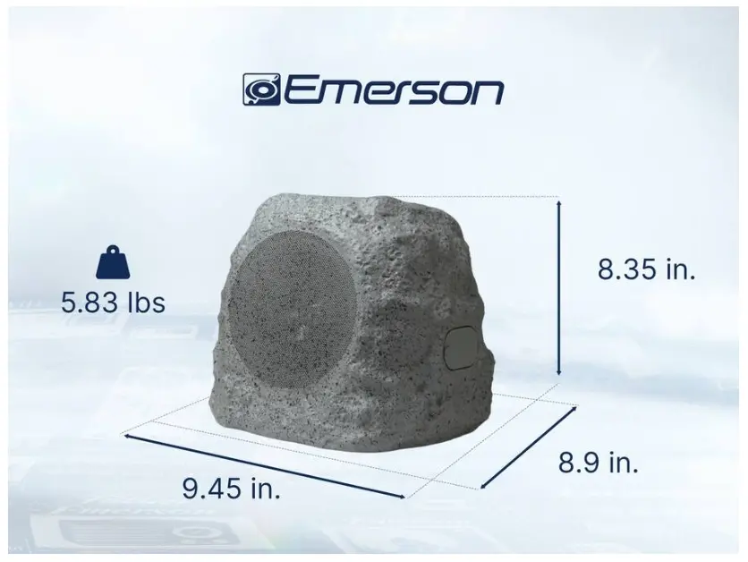 Emerson ERS1001 Gray Outdoor Rock Speaker 2025-3