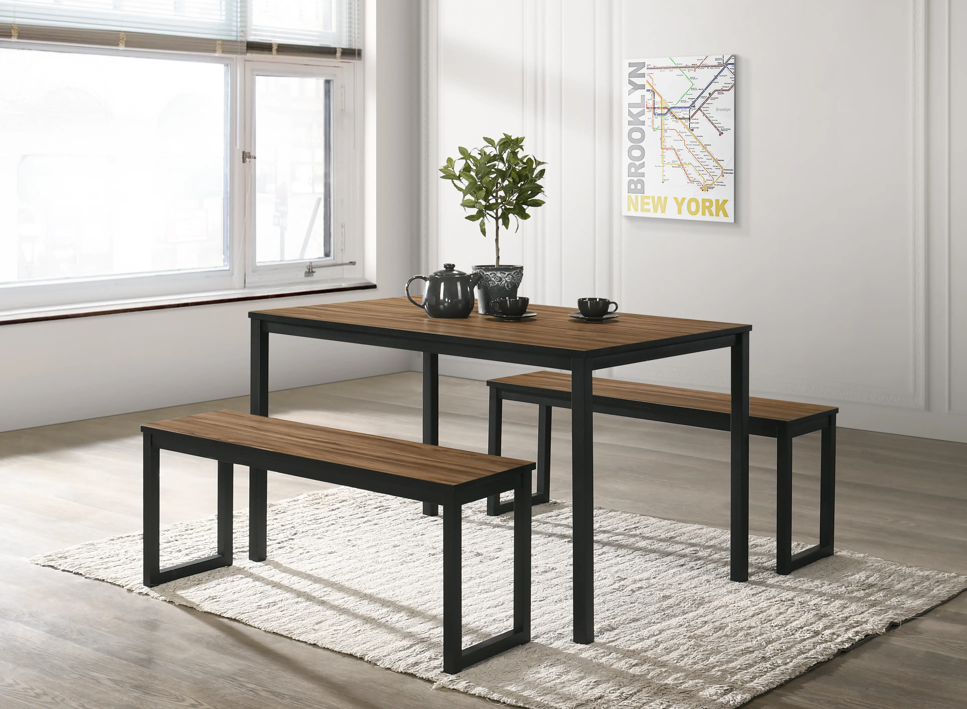IDF3202BR-T-3PK Monseta 3 Piece Dining Set-2