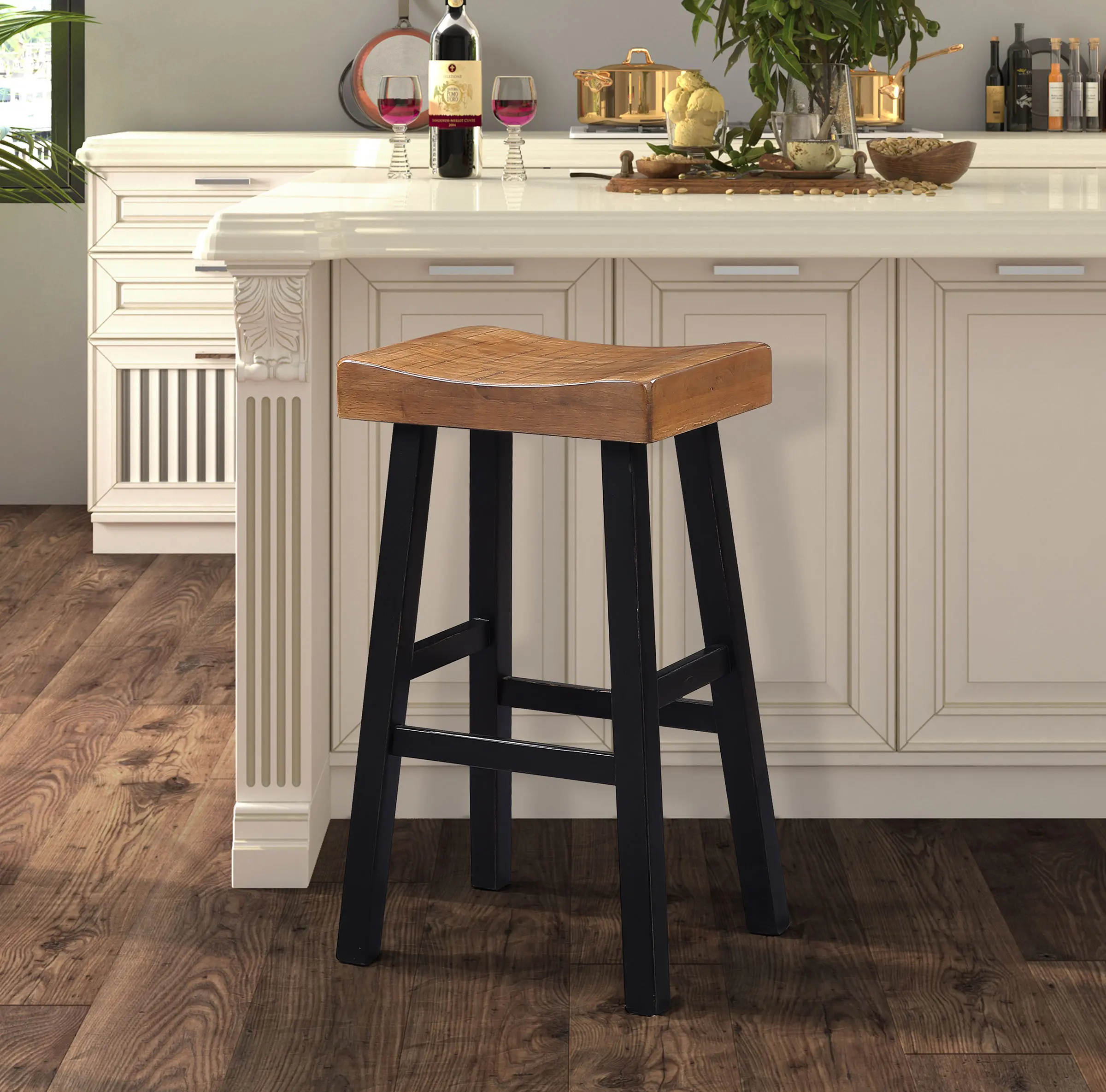 IDF-BR3001BR-29 Longley Oak Bar Height Stools, Set of 2-3
