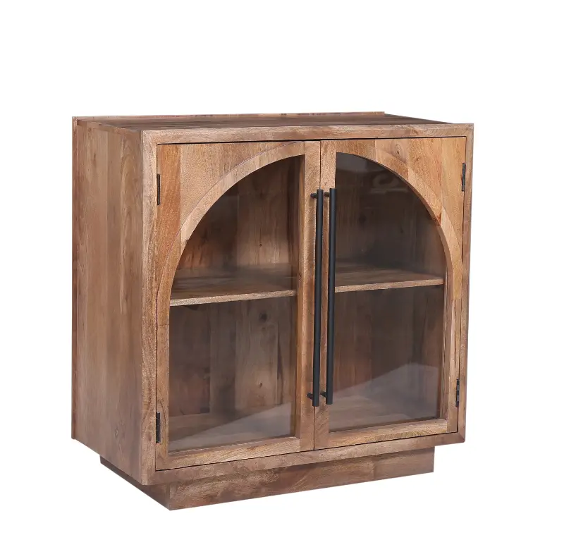 Natural Mango Wood 2-Door Accent Cabinet
