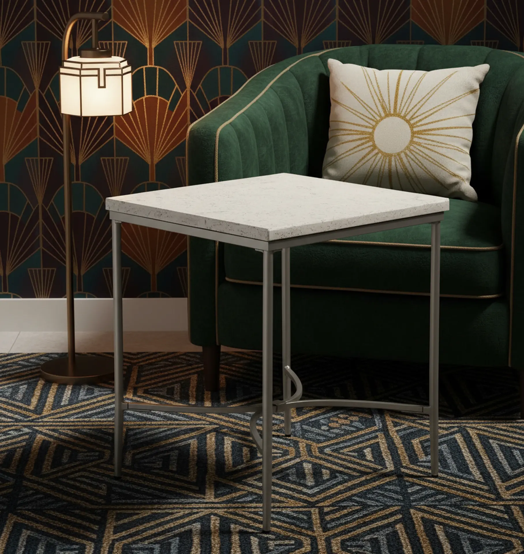 Zambezi Marble and Metal End Table-2
