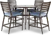 Adeline 5 Piece Blue Bar Stool and Pub Table Patio Set