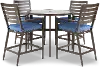 Adeline 5 Piece Blue Stool and Pub Table Patio Set