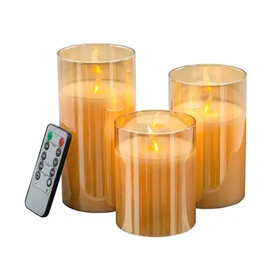 Real Flame LED Candles with Remote, Set of 3-1