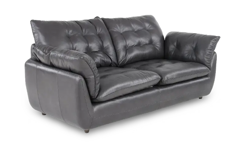 Sterling Carbon Gray Leather Loveseat