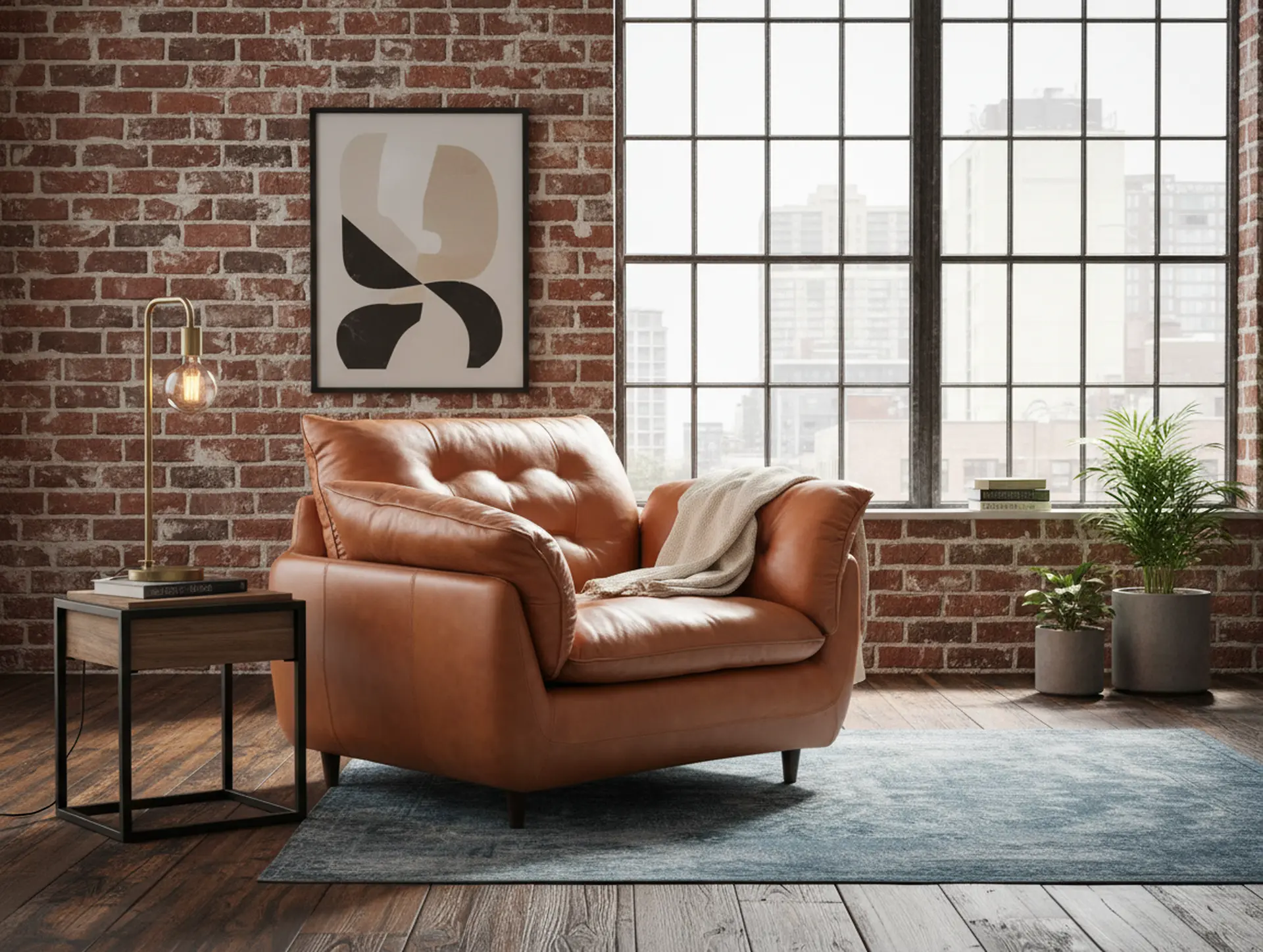 Sterling Brown Leather Chair and a Half-2