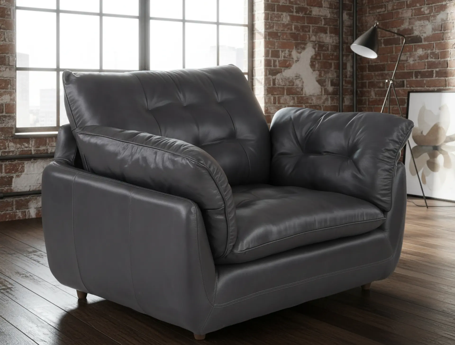 Sterling Gray Leather Chair and a Half-2