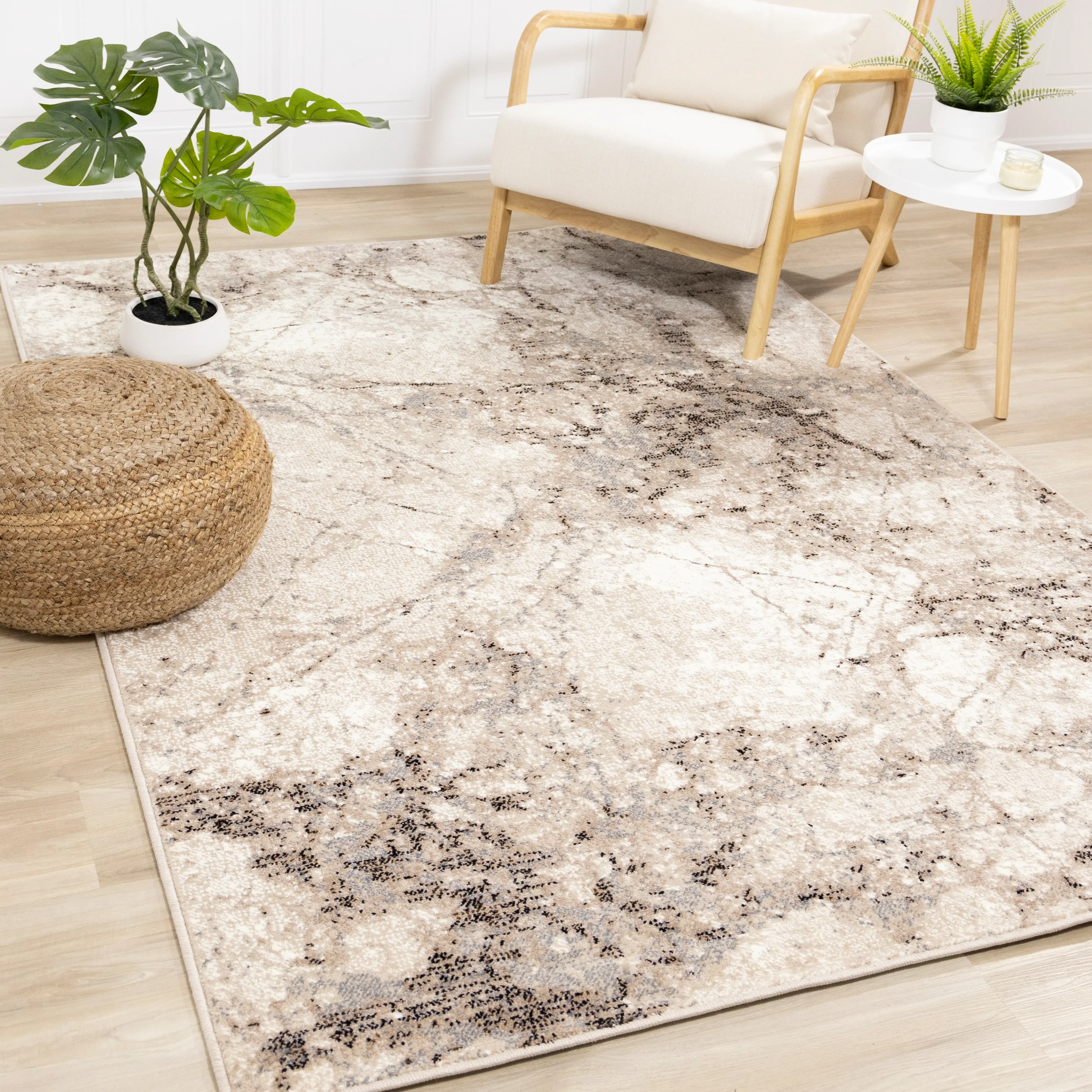 Century 8 x 11 Marbled Beige Area Rug-2