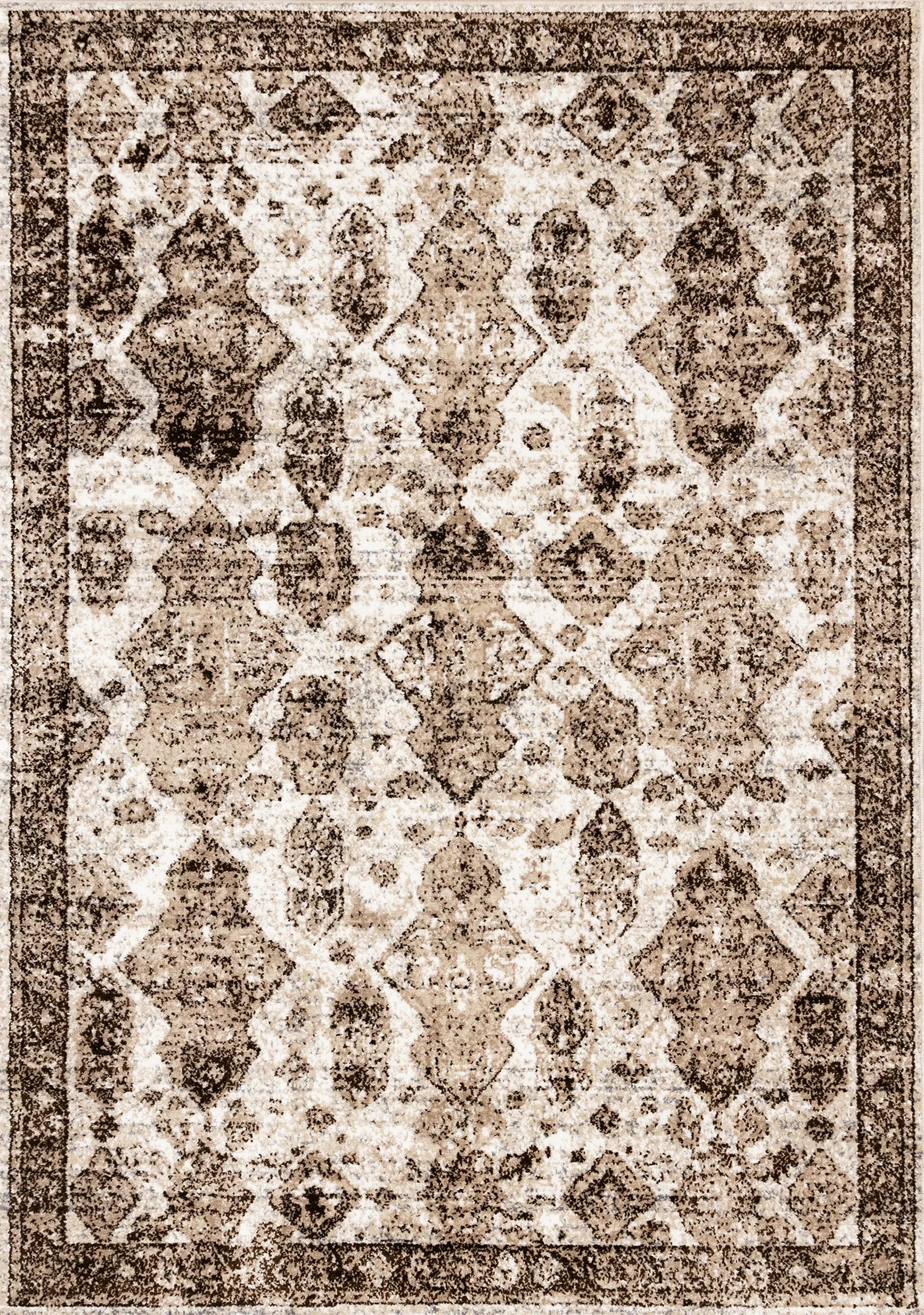 164460120160230 Century 5 x 8 White Brown Border Area Rug-1