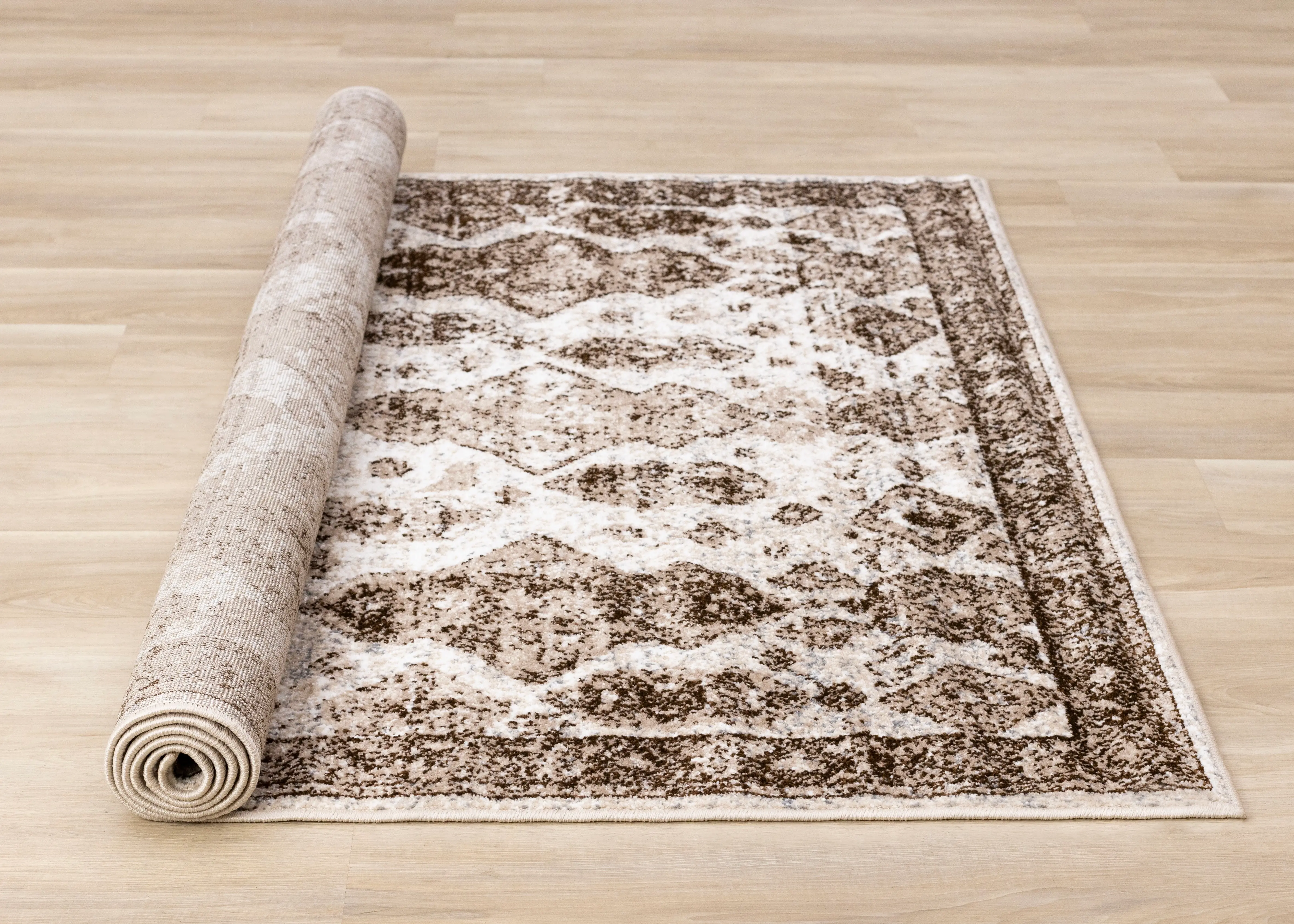 164460120160230 Century 5 x 8 White Brown Border Area Rug-3