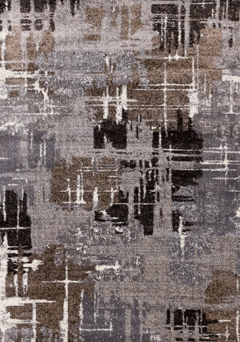 Maya 8 x 10 Gray Brown Abstract Frieze Area Rug