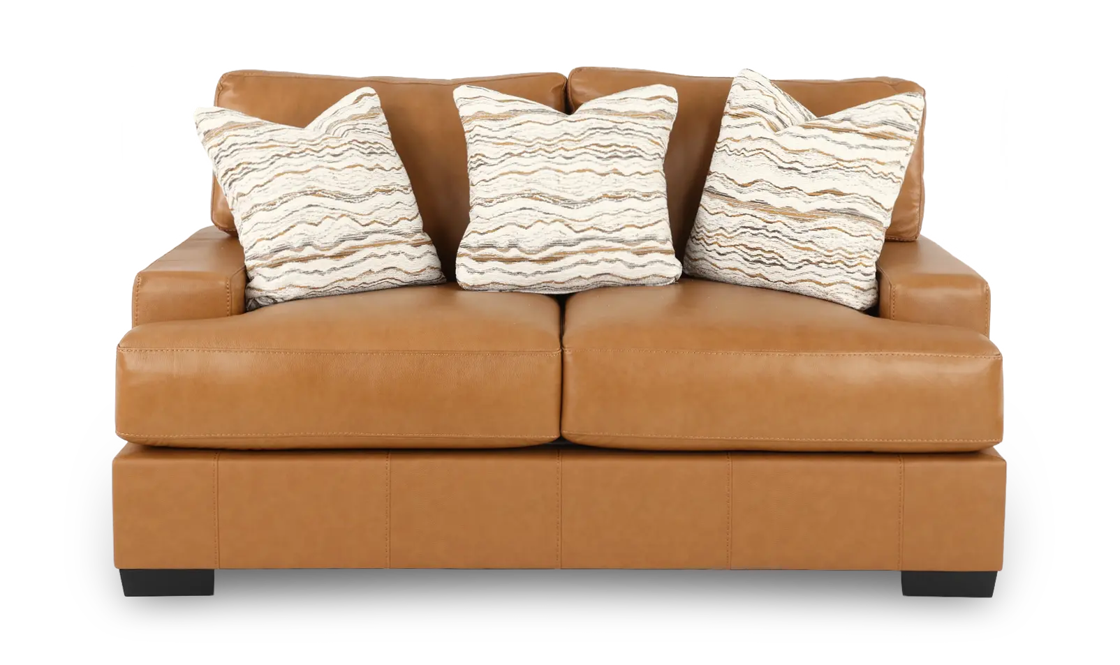 DOFLOV/BROWN Dodge Brown Leather Loveseat-1