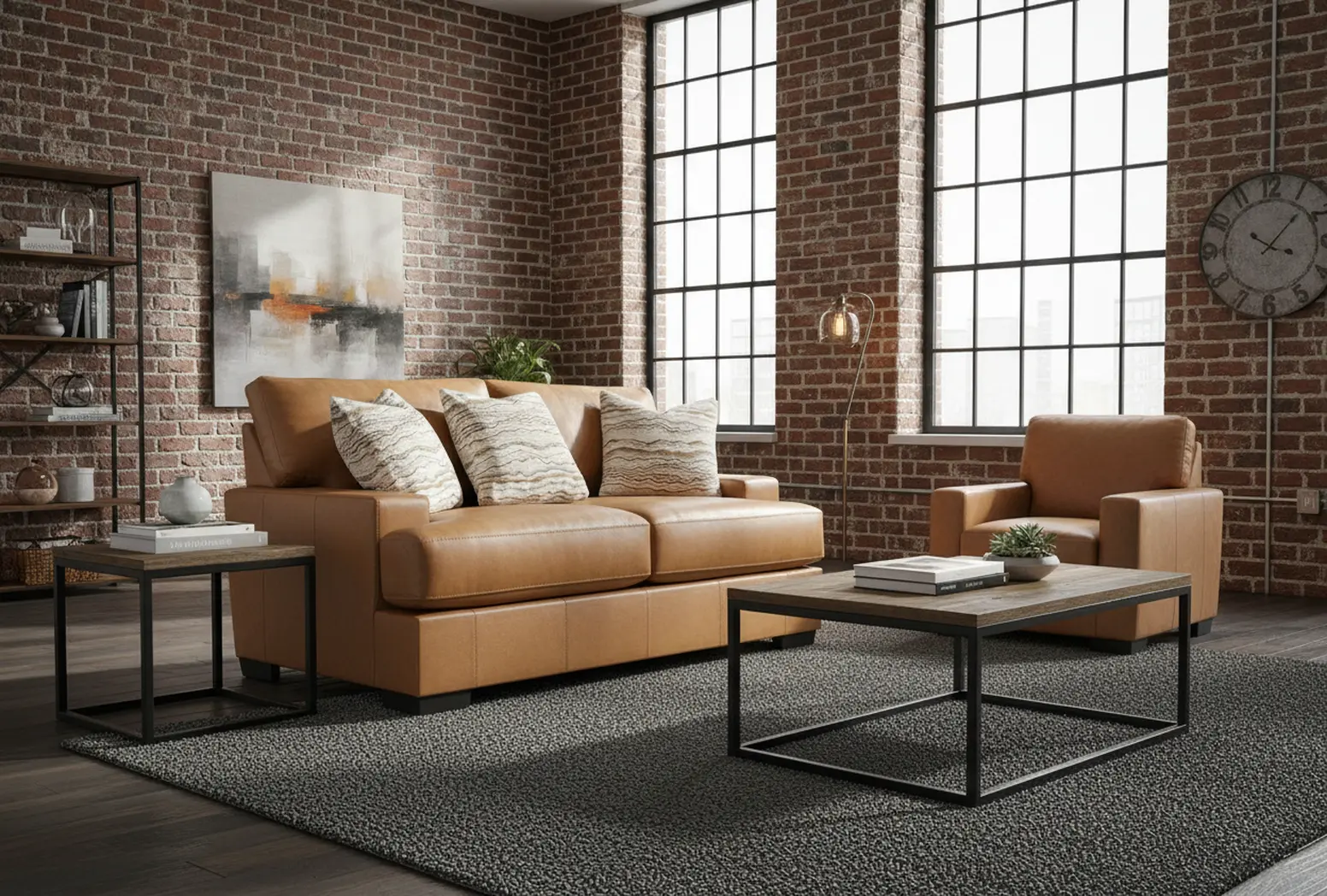 DOFLOV/BROWN Dodge Brown Leather Loveseat-11