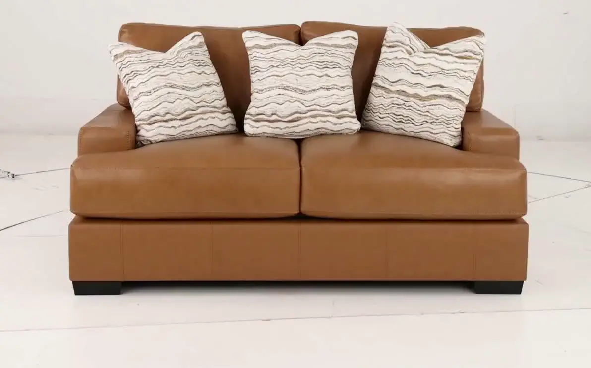 DOFLOV/BROWN Dodge Brown Leather Loveseat-13