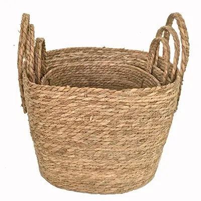 Medium Light Brown Woven Basket-1