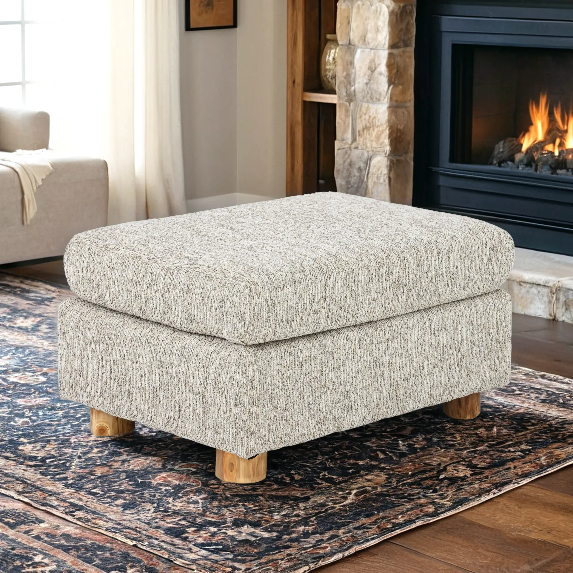 Aspen Granite Gray Ottoman-2