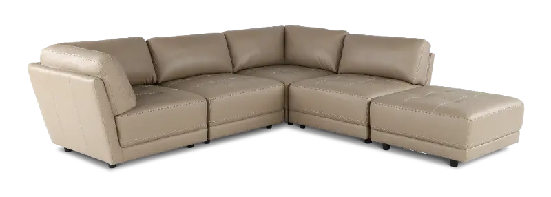 Nexus Cappuccino Brown Leather 5 Piece Sectional