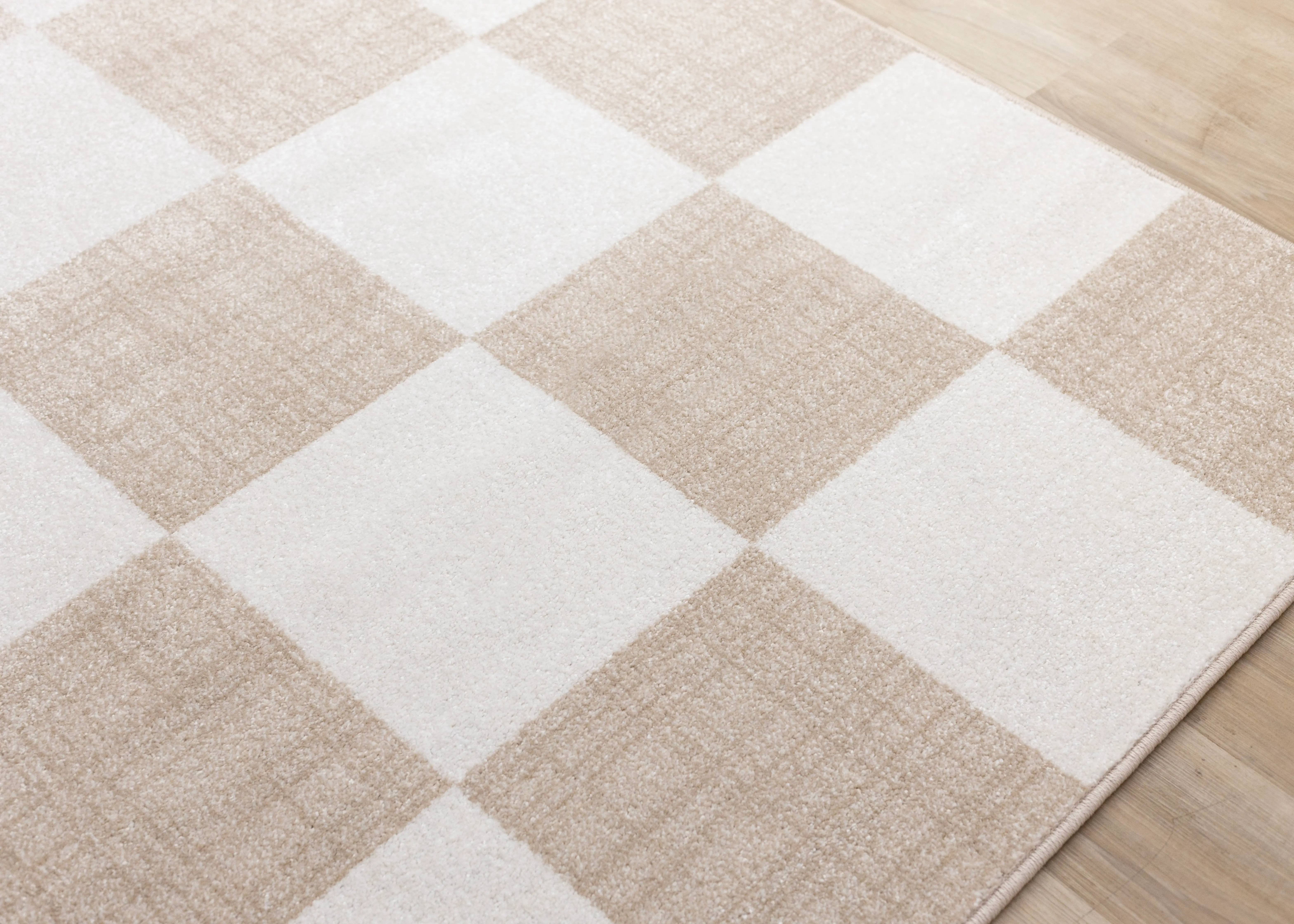 Century 5 x 8 Beige and Cream Checkered Area Rug-4