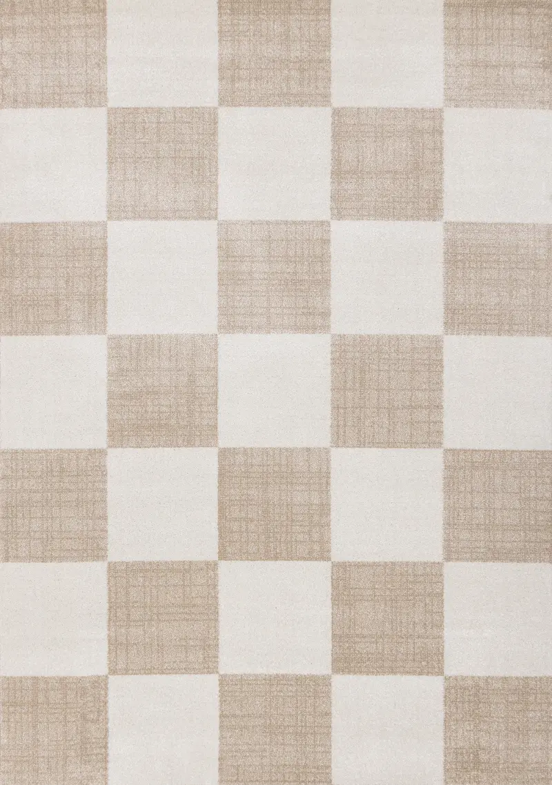 Century 8 x 11 Beige and Cream Checkered Area Rug