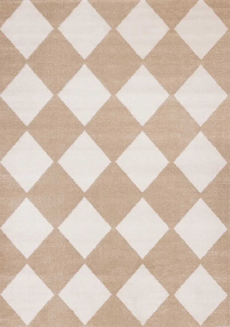 Century 8 x 11 Beige and Cream Diamond Area Rug