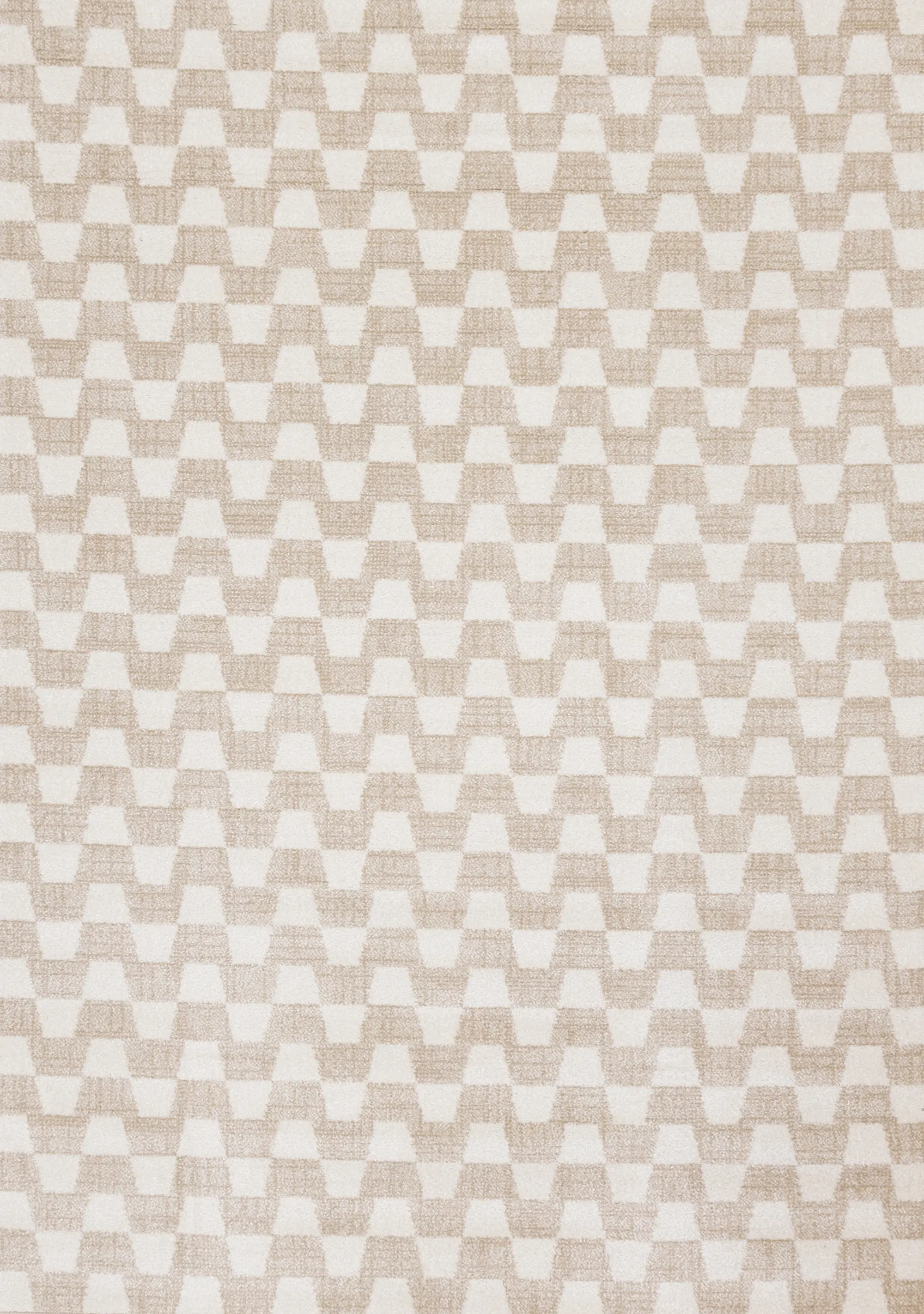 Century 5 x 8 Beige and Cream Wavy Checker Area Rug-1