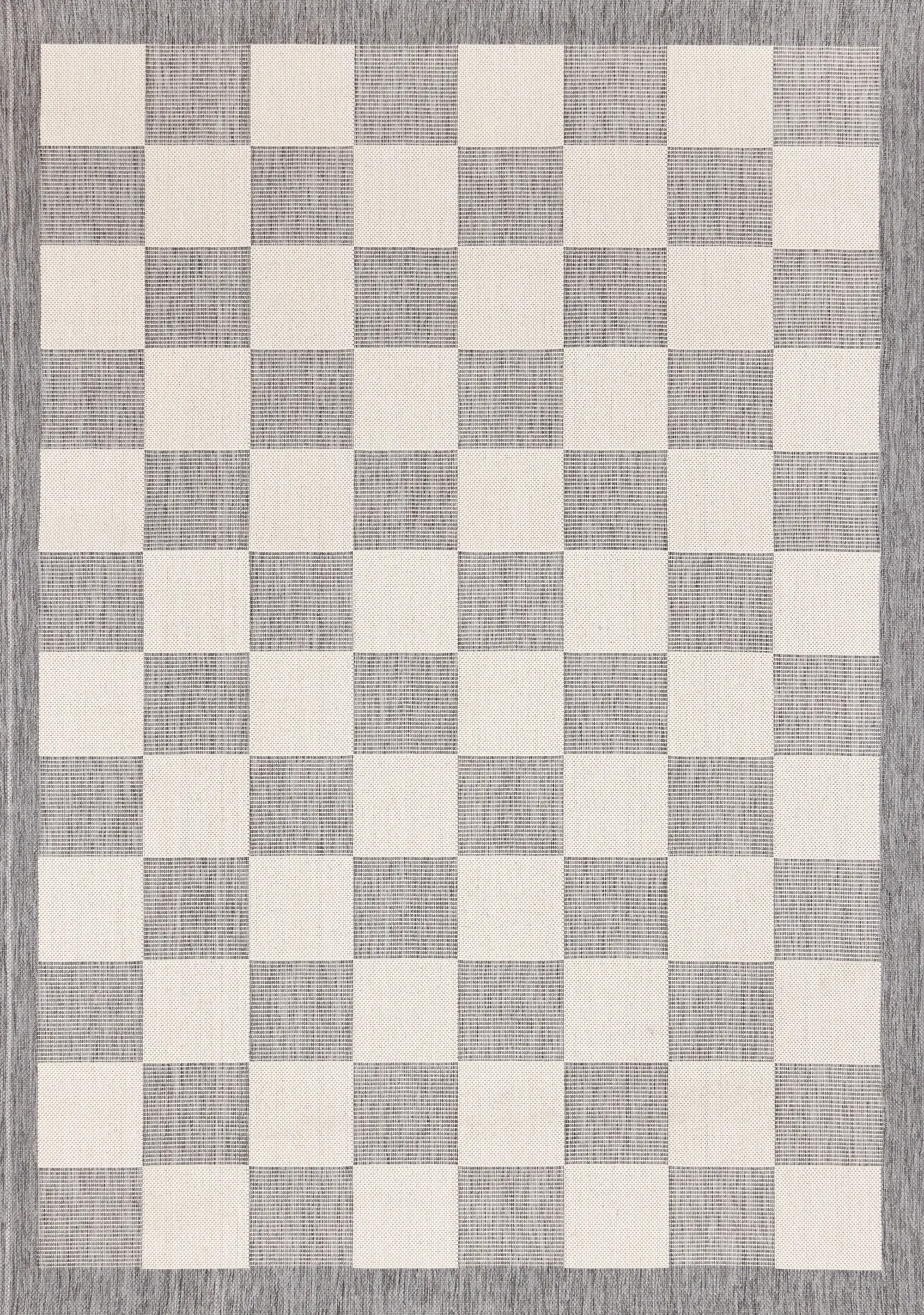 19249/811 160230 Jasper 5 x 8 Gray and Ivory Checkered Outdoor Rug-1